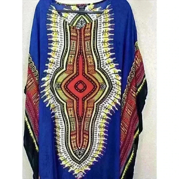 Jackpot Unisex Cotton Dashiki Hippie Boho Tribal Dolman Colorful Loose OS AC1 - Picture 2 of 6